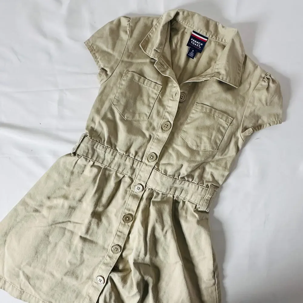French Toast Khaki School Uniform Safari Shirt Dress Sz 8